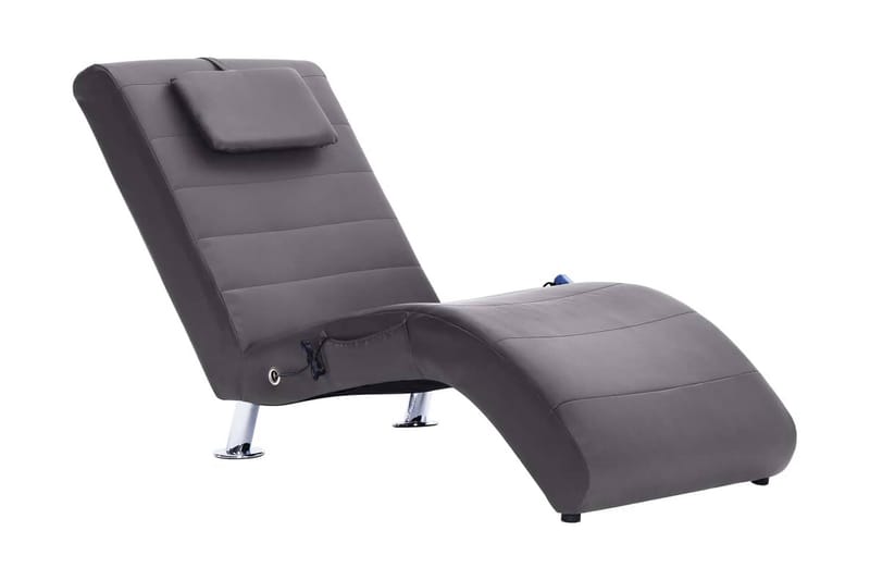 Massagechaiselong Med Pude Kunstlæder Grå - Grå - Møbler - Lænestole & puffer - Lænestole