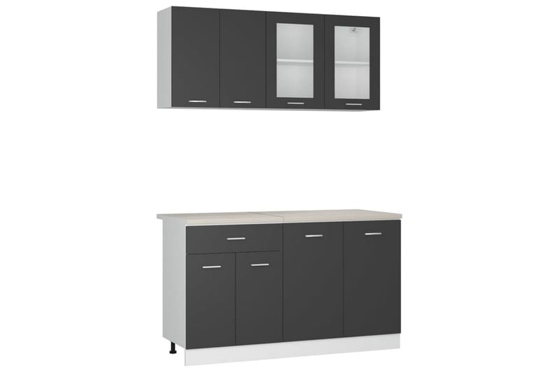 køkkenskabssæt med køkkenbordplade 4 dele spånplade grå - Grå - Møbler - Møbelsæt - Møbelsæt til køkken & spisestue