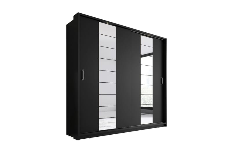 Maxima Garderobe 215 cm LED-belysning 2 Skydedøre - Sort - Badeværelse - Badeværelsesmøbler - Komplette møbelpakker