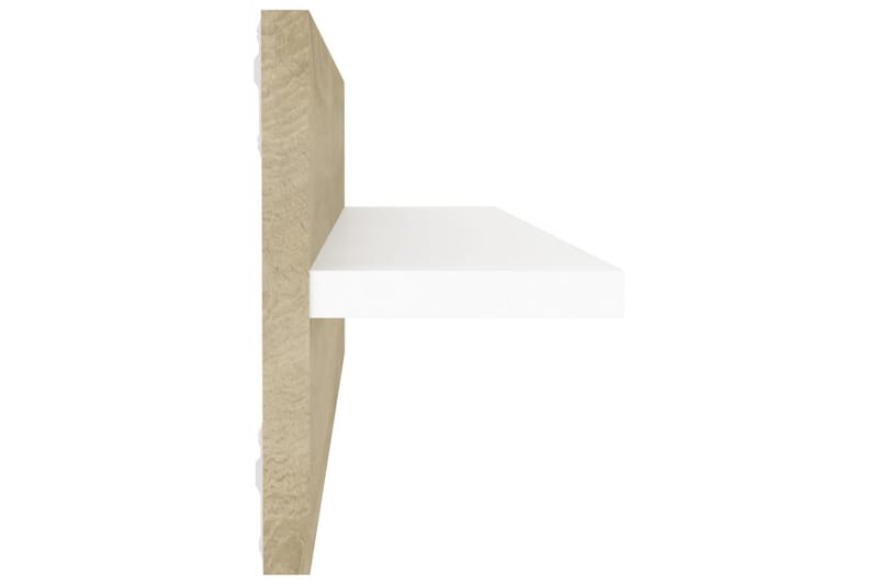 væghylder 2 stk. 60x11,5x18 cm spånplade hvid og sonoma-eg - Beige - Møbler - Opbevaring - Hylder & Reoler