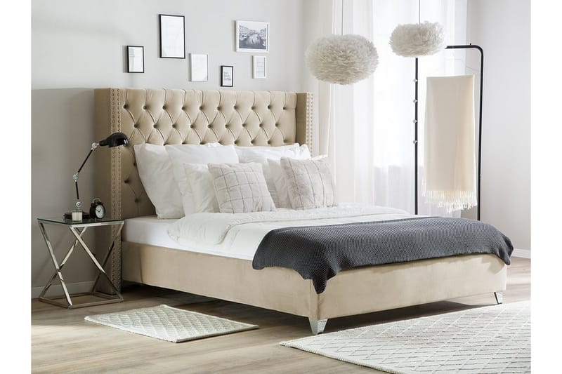 Lubbon Dobbelt seng 160 | 200 cm - Beige - Møbler - Senge - Boxmadras & Boxseng