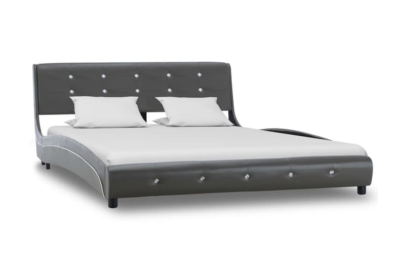 seng med madras 140 x 200 cm kunstlæder grå - Møbler - Senge - Boxmadras & Boxseng