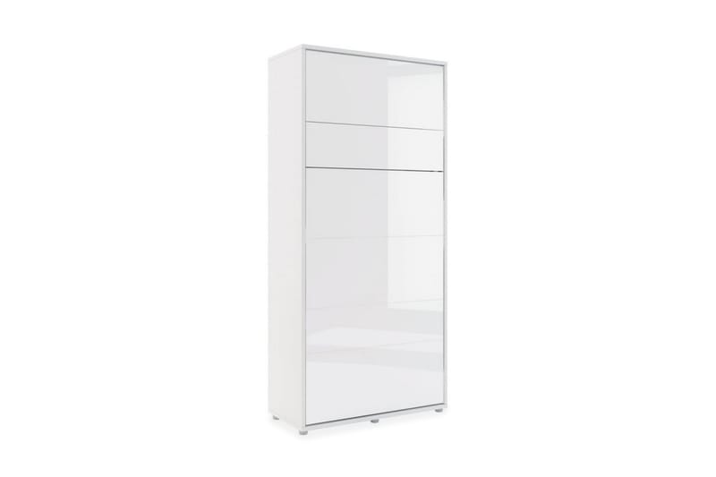 Skabsseng 90x200 cm Lodret Hvid Højglans - Bed Concept - Møbler - Senge - Gæsteseng & ekstraseng - Sengeskab