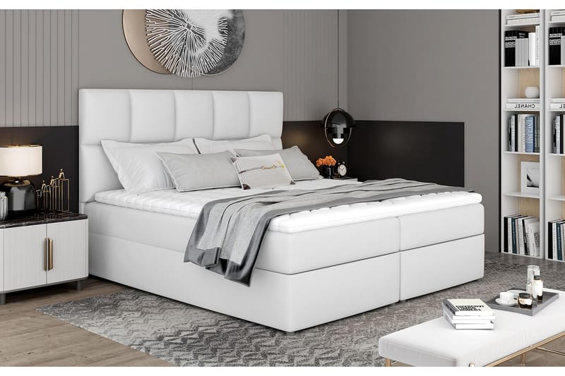 Glossa Sengepakke 160x200 cm - Læder/Hvid - Møbler - Senge - Komplet sengepakke