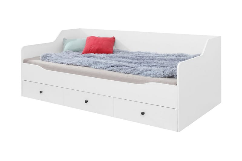Zumar seng 94x204 cm - Hvid/Hvid Højglans - Møbler - Senge - Seng med opbevaring