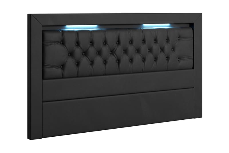 Arona sengegavl 160 cm med Belysning kunstlæder - sort - Møbler - Senge - Sengegavle