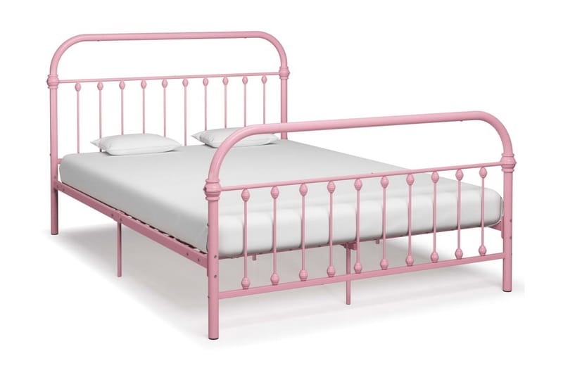 Sengestel 140x200 cm Metal Pink - Lyserød - Møbler - Senge - Sengeramme & sengestel