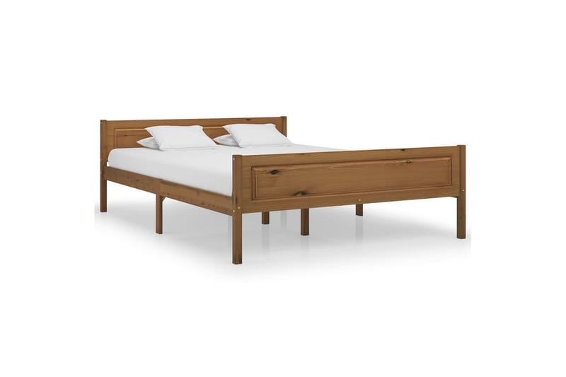 sengestel 160x200 cm massivt fyrretræ gyldenbrun - Møbler - Senge - Sengeramme & sengestel