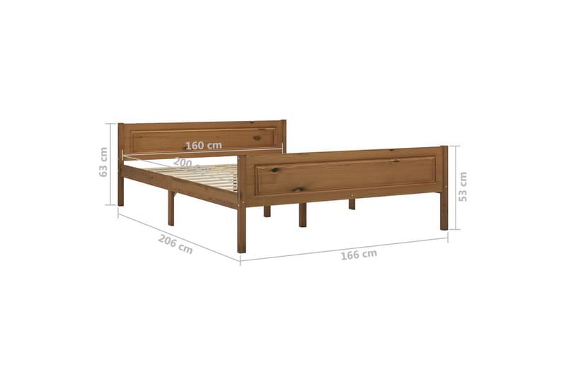 sengestel 160x200 cm massivt fyrretræ gyldenbrun - Møbler - Senge - Sengeramme & sengestel
