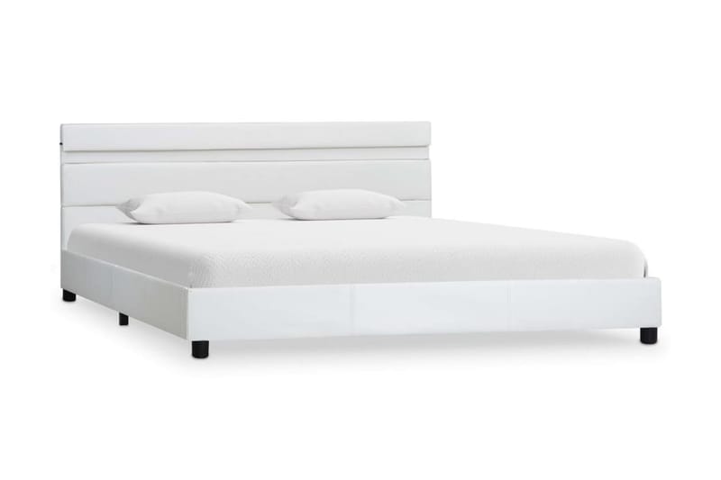 Sengestel med LED 140 x 200 cm kunstlæder hvid - Hvid - Møbler - Senge - Sengeramme & sengestel