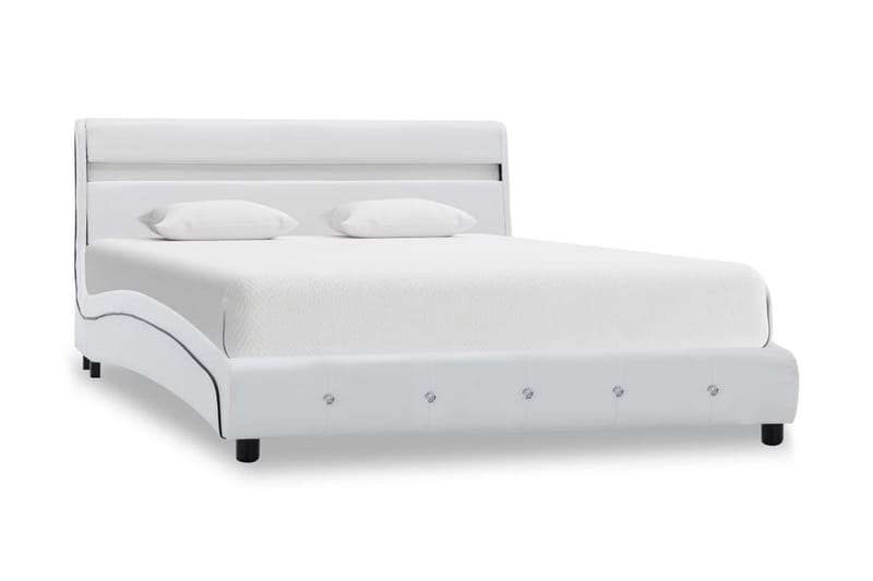 Sengestel med LED 140 x 200 cm kunstlæder hvid - Hvid - Møbler - Senge - Sengeramme & sengestel