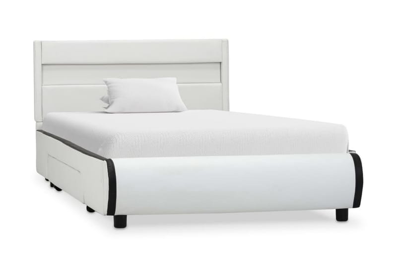 Sengestel med LED 90 x 200 cm kunstlæder hvid - Hvid - Møbler - Senge - Sengeramme & sengestel
