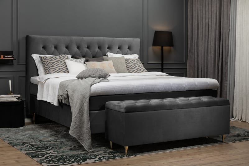 Royal Velvet sengegavl 210 cm velour - mørkegrå - Møbler - Senge - Sengetilbehør & sengegavl - Sengegavle