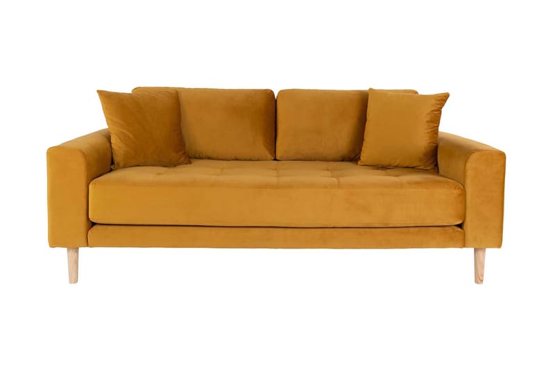 Praello 2,5-personers sofa med 2 puder - Velour / sennepsgul - Møbler - Sofaer - 2 personers sofa