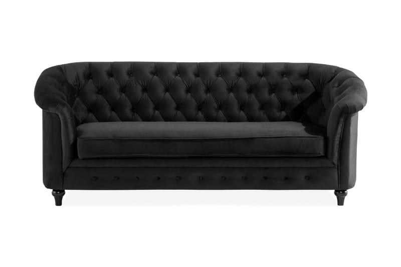 Beale Chesterfield sofa 3-pers - Sort - Møbler - Sofaer - Velour sofaer