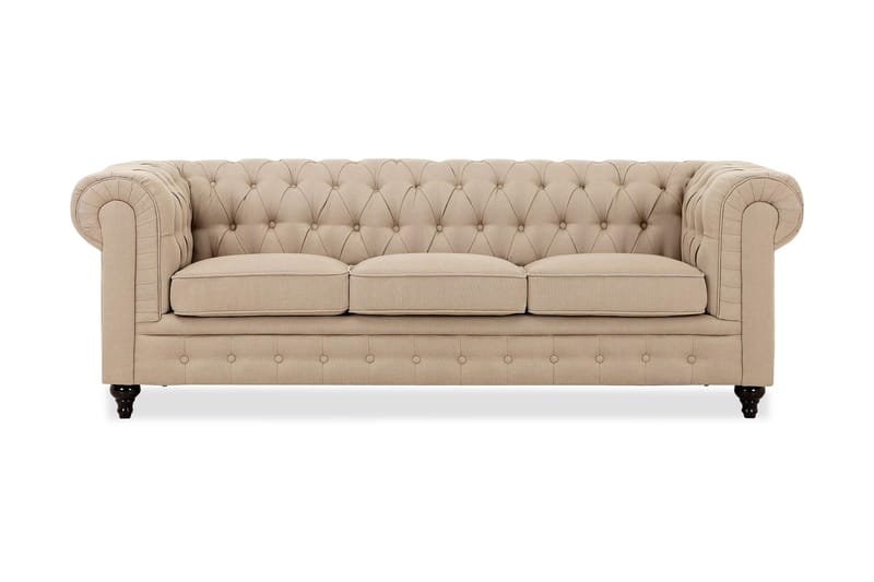 Chesterfield Lyx 3-pers Sofa - Beige - Møbler - Sofaer - Sofagrupper - Chesterfield sofagruppe