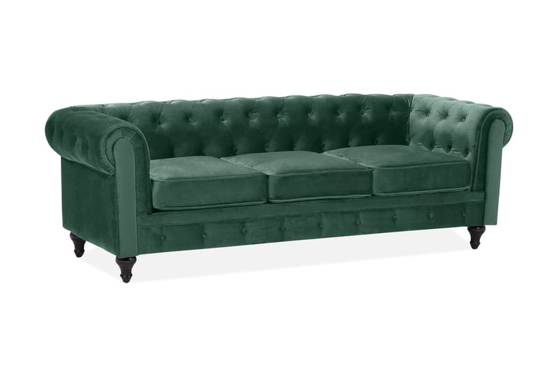 Chesterfield Sofa 3-pers - Grøn - Møbler - Sofaer - 3 personers sofa