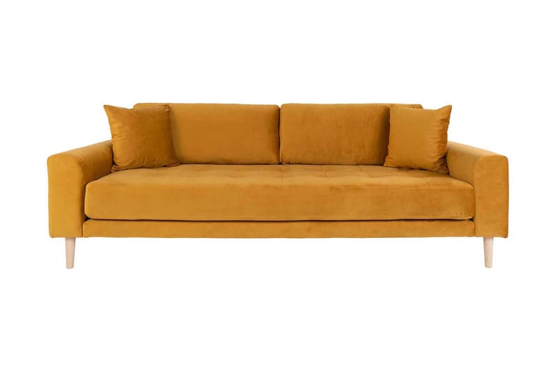 Praello 3-personers sofa med 2 puder - Velour / sennepsgul - Møbler - Sofaer - Chaiselongsofa