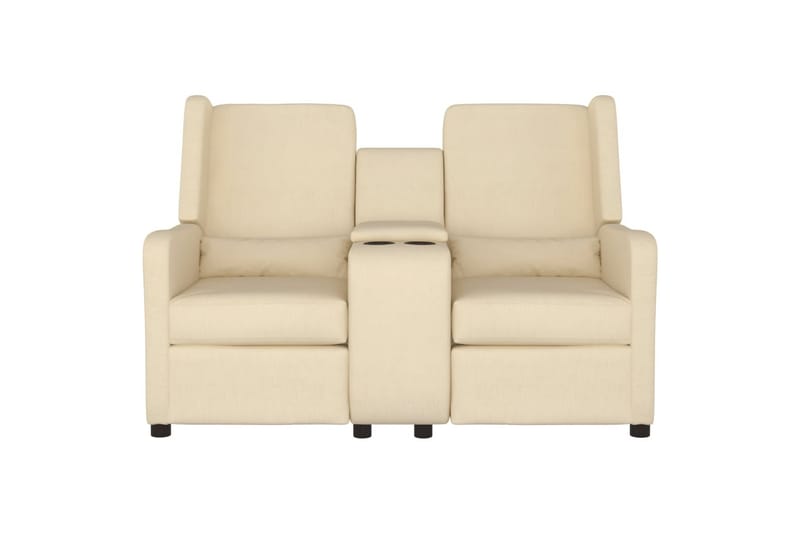 2-personers lænestol med kopholder stof cremefarvet - Creme - Møbler - Sofaer - Recliner sofaer