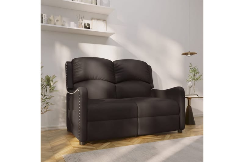 2-personers lænestol skinnende kunstlæder sort - Sort - Møbler - Sofaer - Recliner sofaer