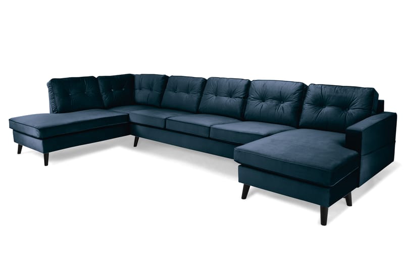 Monroe U-sofa Large med Chaiselong Højre Velour - Midnatsblå - Møbler - Sofaer - Chaiselongsofa & U-Sofa
