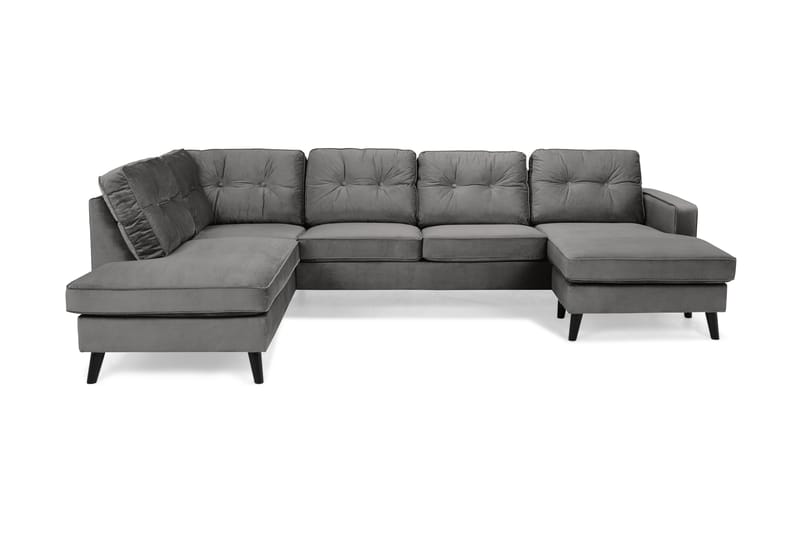 Monroe U-sofa med Chaiselong Højre Velour - Mørkegrå - Møbler - Sofaer - Chaiselongsofa & U-Sofa