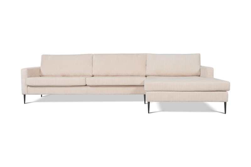 Davorin Divan sofa Højre - Beige / Fløjl - Møbler - Sofaer - Chaiselongsofa - 3-personers sofa med chaiselong