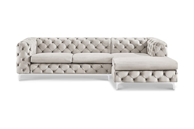 Glennie 2,5-Pers. Veloursofa med Chaiselong - Beige - Møbler - Sofaer - Sofa med chaiselong - 4-personers sofa med chaiselong
