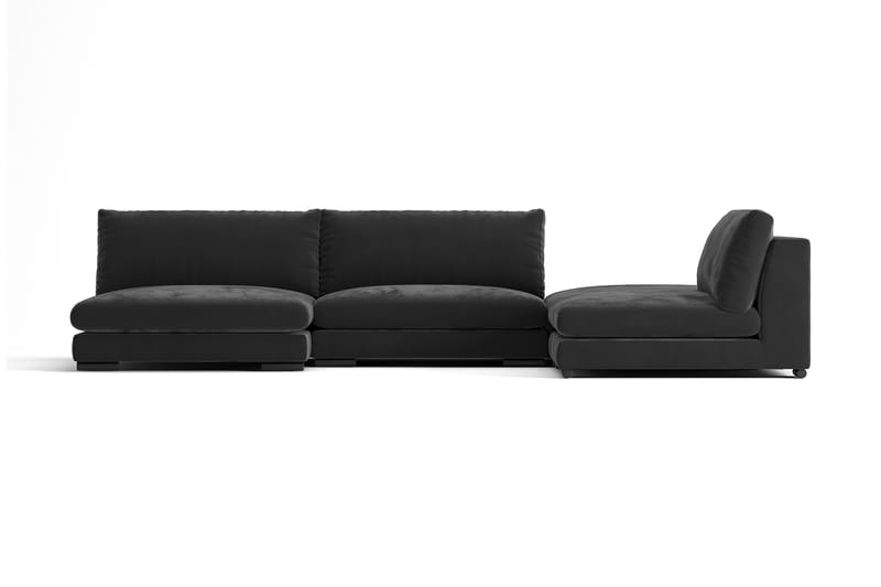 Noha L sofa med fodskammel Velour - Mørkegrå velour - Møbler - Sofaer - Chaiselongsofa