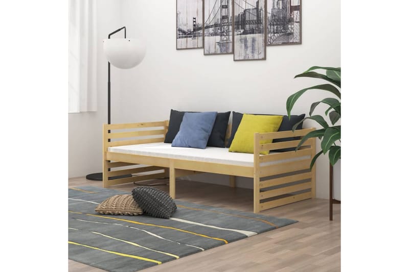 daybed med madras 90x200 cm massivt fyrretræ - Brun - Møbler - Sofaer - Daybed