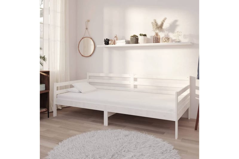 daybed med madras 90x200 cm massivt fyrretræ hvid - Hvid - Møbler - Sofaer - Daybed