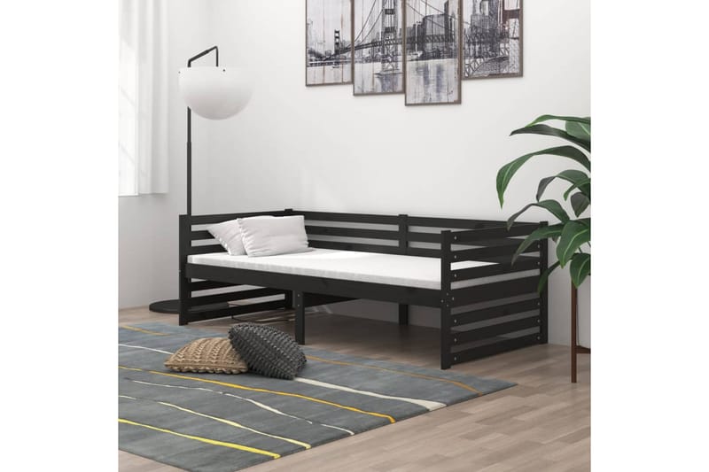 daybed med madras 90x200 cm massivt fyrretræ sort - Sort - Møbler - Sofaer - Daybed
