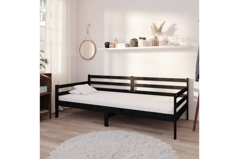daybed med madras 90x200 cm massivt fyrretræ sort - Sort - Møbler - Sofaer - Daybed