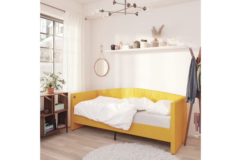 daybed med madras og USB 90x200 cm fløjl gul - Gul - Møbler - Sofaer - Daybed