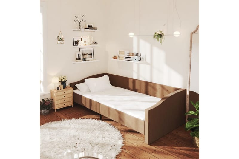 daybed med madras og USB 90x200 cm stof brun - Brun - Møbler - Sofaer - Daybed