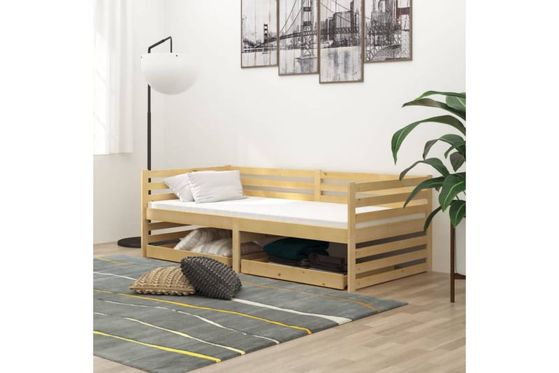 daybed med skuffer 90x200 cm massivt fyrretræ - Brun - Møbler - Sofaer - Daybed