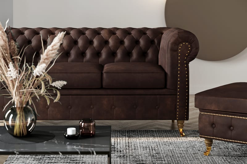 Chesterfield Deluxe 3-pers Sofa - Mørkebrun - Møbler - Sofaer - Lædersofaer