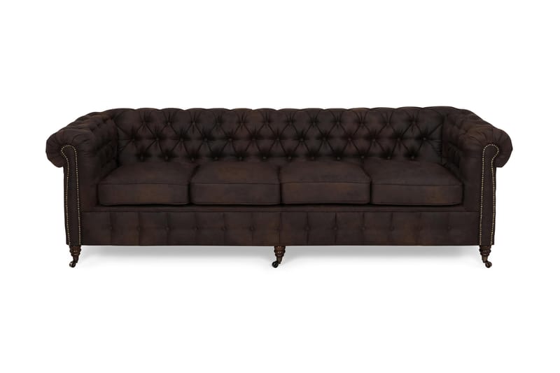 Chesterfield Deluxe 4-pers Sofa - Mørkebrun - Møbler - Sofaer - 4 personers sofa