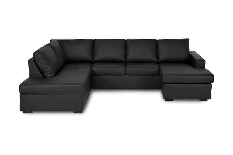 Crazy U-sofa Large Chaiselong Højre - Sort Kunstlæder - Møbler - Senge - Kontinentalsenge