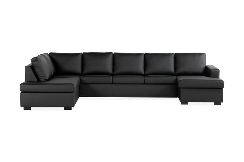 Crazy U-sofa XL Chaiselong Højre - Sort Kunstlæder - Boligtilbehør - Kunstige planter