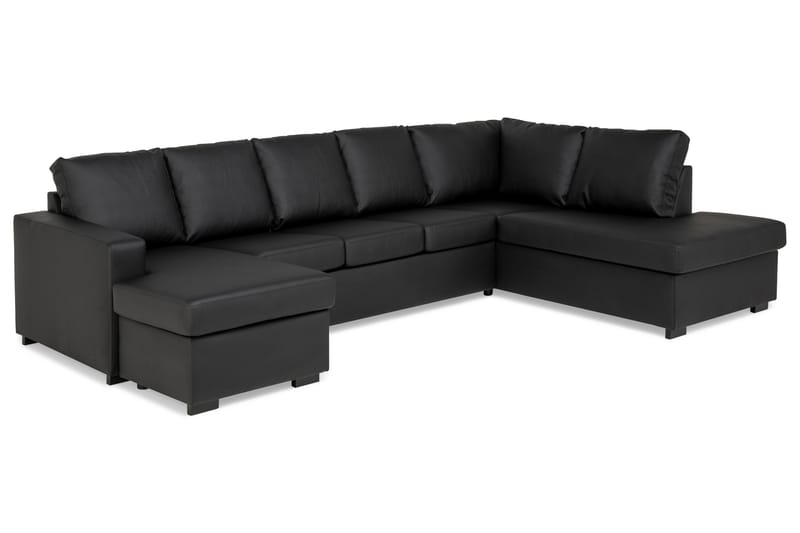 Crazy U-sofa XL diva venstre - Sort PU - Møbler - Sofaer - Lædersofaer