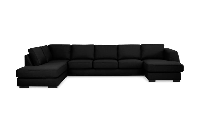 Optus U-sofa Large med Chaiselong Højre - Sort - Møbler - Sofaer - Lædersofaer