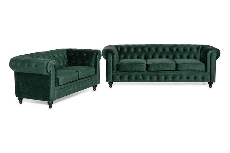 Chesterfield Lyx Sofagruppe 3-pers+2-pers Velour