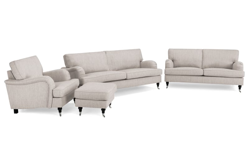 Howard Classic Sofagruppe 3,5-pers+3-pers+Lænestol+Puf - Beige - Møbler - Sofaer - Sofagrupper - Chesterfield sofagruppe