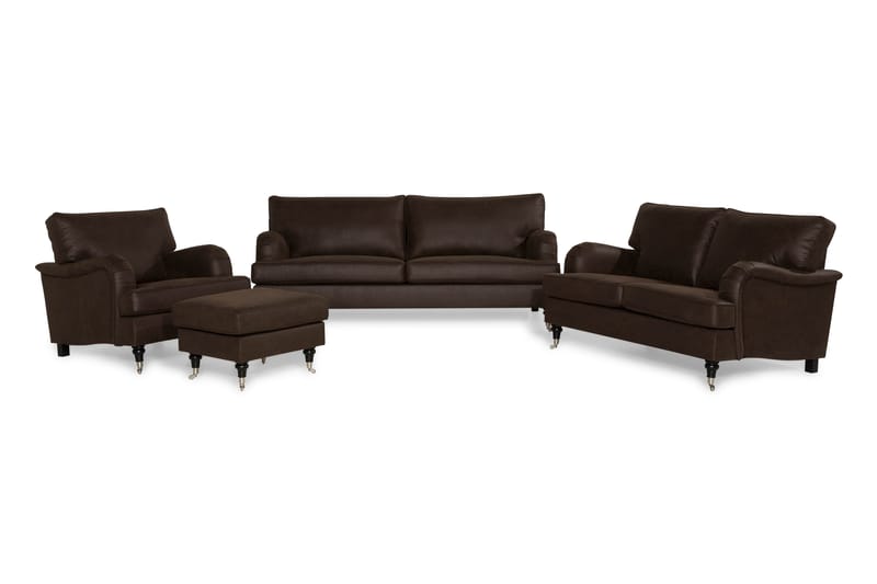 Howard Classic Sofagruppe 2+3,5-personers+Lænestol+Puf - Vintage Brun - Møbler - Sofaer - Sofagrupper - Howard sofagruppe