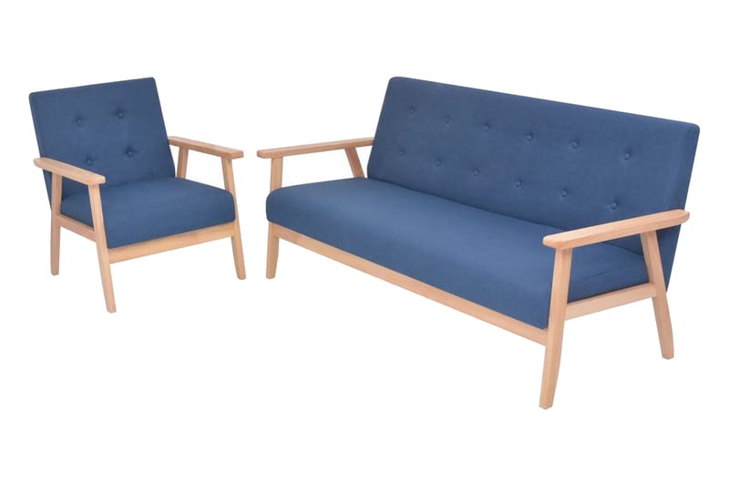 Sofasæt I 2 Dele Stof Blå - Blå - Møbler - Lænestole & puffer - Lænestole