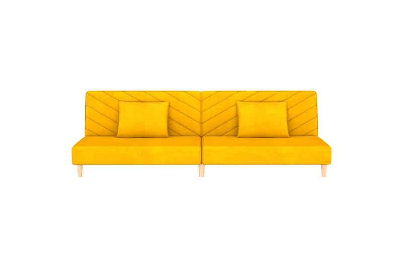 2-personers sovesofa med 2 puder fløjl gul - Gul - Møbler - Sofaer - Sovesofaer