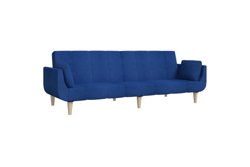 2-personers sovesofa med skammel og 2 puder stof blå - Blå - Møbler - Sofaer - Sovesofaer