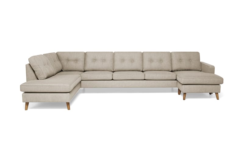 Monroe U-sofa Large med Chaiselong Højre - Beige - Møbler - Sofaer - Velour sofaer