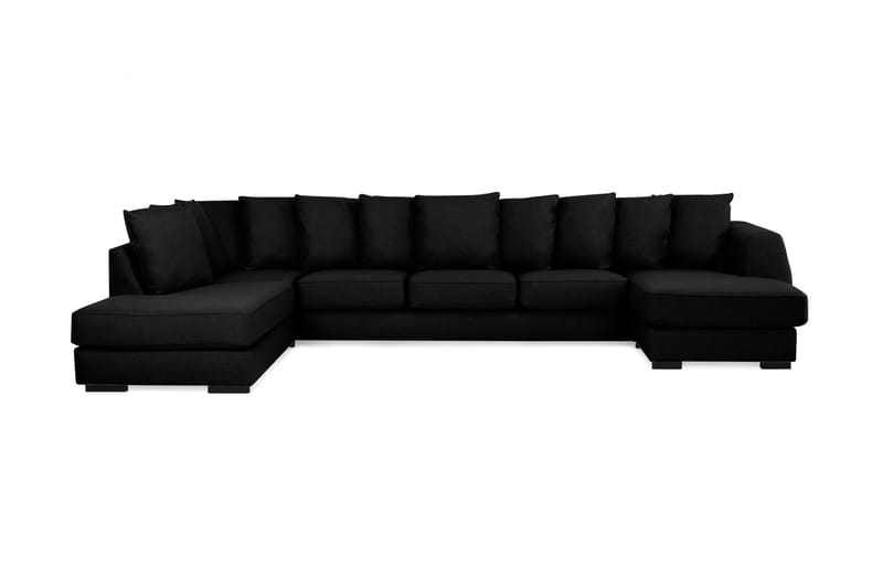 Optus U-sofa Large med Chaiselong Højre inkl Løse Puder - Sort - Møbler - Sofaer - U-Sofa
